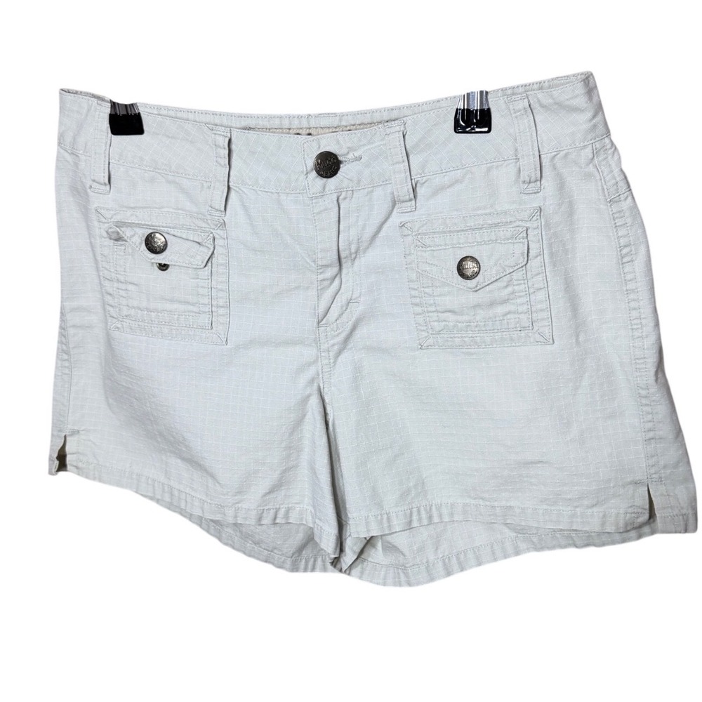 Mudd Jeans Light Khaki Cargo Shorts Womens Size 5 Mid Rise Y2K